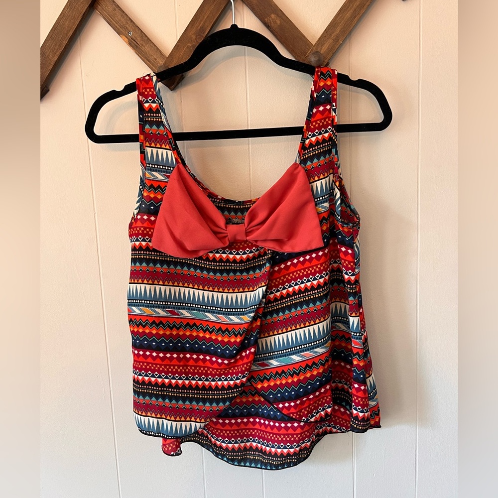 Bow detail tribal tank chiffon